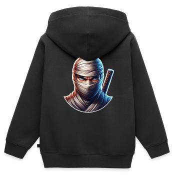 Ninja - Kinder Premium Organic Zip Hoodie - Schwarz - Hinten - AI Model Kid Male (0cm)