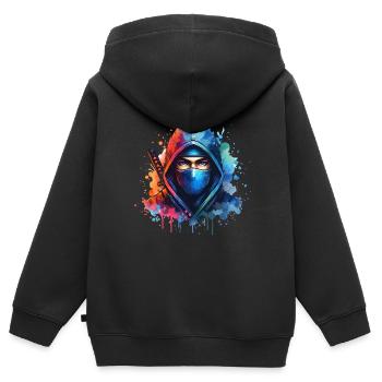 Ninja - Kinder Premium Organic Zip Hoodie - Schwarz - Hinten - AI Model Kid Male (0cm)