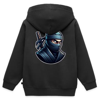 Ninja - Kinder Premium Organic Zip Hoodie - Schwarz - Hinten - AI Model Kid Male (0cm)