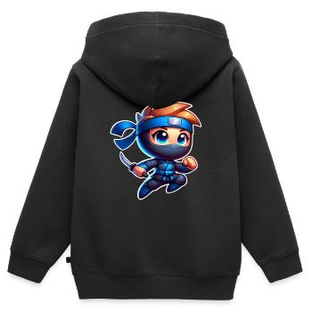Ninja - Kinder Premium Organic Zip Hoodie - Schwarz - Hinten - AI Model Kid Male (0cm)