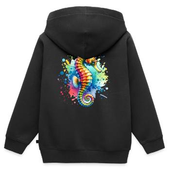 Hippocampe Hippocampe - Sweat Premium à capuche zippé enfant bio - noir - Dos - AI Model Kid Male (0cm)