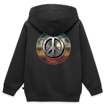 Peacezeichen - Kinder Premium Organic Zip Hoodie - Schwarz - Hinten - AI Model Kid Male (0cm)