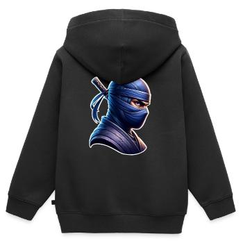 Ninja - Kinder Premium Organic Zip Hoodie - Schwarz - Hinten - AI Model Kid Male (0cm)