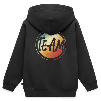 Équipe - Sweat Premium à capuche zippé enfant bio - noir - Dos - AI Model Kid Male (0cm)