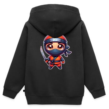 Ninja - Kinder Premium Organic Zip Hoodie - Schwarz - Hinten - AI Model Kid Male (0cm)