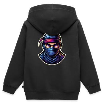 Ninja - Kinder Premium Organic Zip Hoodie - Schwarz - Hinten - AI Model Kid Male (0cm)