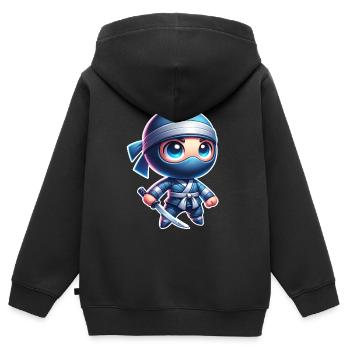 Ninja - Kinder Premium Organic Zip Hoodie - Schwarz - Hinten - AI Model Kid Male (0cm)