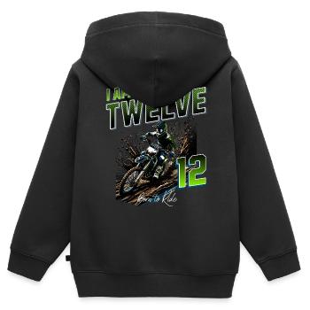 Motocross 12. Geburtstag - Kinder Premium Organic Zip Hoodie - Schwarz - Hinten - AI Model Kid Male (0cm)