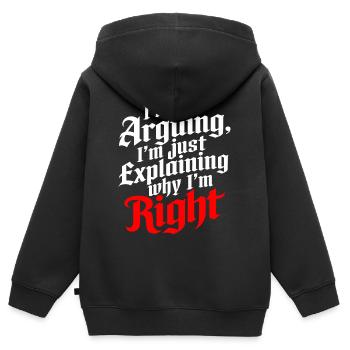 Ich streite nicht nur, um zu erklären, warum ich Recht habe - Kinder Premium Organic Zip Hoodie - Schwarz - Hinten - AI Model Kid Male (0cm)