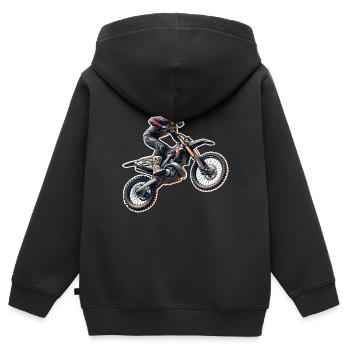 Motocross - Kinder Premium Organic Zip Hoodie - Schwarz - Hinten - AI Model Kid Male (0cm)