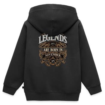 1973 Novembre Naissance Anniversaire Année de naissance - Sweat Premium à capuche zippé enfant bio - noir - Dos - AI Model Kid Male (0cm)