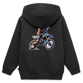 Motocross - Kinder Premium Organic Zip Hoodie - Schwarz - Hinten - AI Model Kid Male (0cm)