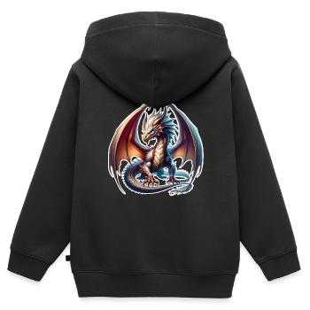 Drache - Kinder Premium Organic Zip Hoodie - Schwarz - Hinten - AI Model Kid Male (0cm)