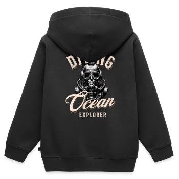 Taucher Ocean Explorer - Kinder Premium Organic Zip Hoodie - Schwarz - Hinten - AI Model Kid Male (0cm)
