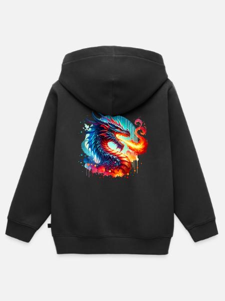 Dragon - Kids Premium Organic Zip-up Hoodie - black