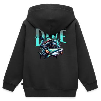 Tauchen Taucher - Kinder Premium Organic Zip Hoodie - Schwarz - Hinten - AI Model Kid Male (0cm)