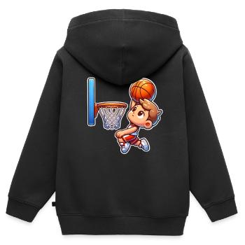 Basket-ball - Sweat Premium à capuche zippé enfant bio - noir - Dos - AI Model Kid Male (0cm)