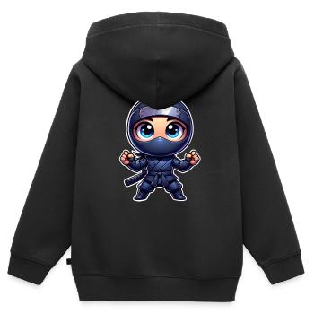 Ninja - Kinder Premium Organic Zip Hoodie - Schwarz - Hinten - AI Model Kid Male (0cm)