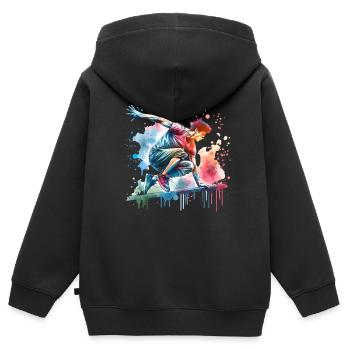 Parkour - Kinder Premium Organic Zip Hoodie - Schwarz - Hinten - AI Model Kid Male (0cm)