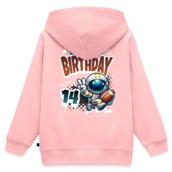 Astronaut 14. Geburtstag Football - Kinder Premium Organic Zip Hoodie - Rosa - Hinten - AI Model Kid Female (0cm)