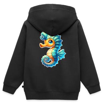 Hippocampe Hippocampe - Sweat Premium à capuche zippé enfant bio - noir - Dos - AI Model Kid Male (0cm)