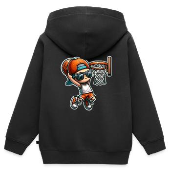 Basket-ball - Sweat Premium à capuche zippé enfant bio - noir - Dos - AI Model Kid Male (0cm)