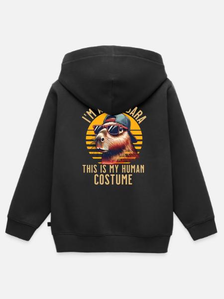 Capybara Kostüm - Kinder Premium Organic Zip Hoodie - Schwarz
