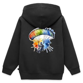 Paragliding - Kinder Premium Organic Zip Hoodie - Schwarz - Hinten - AI Model Kid Male (0cm)