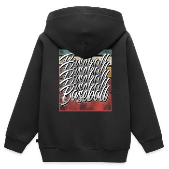 Baseball - Kinder Premium Organic Zip Hoodie - Schwarz - Hinten - AI Model Kid Male (0cm)