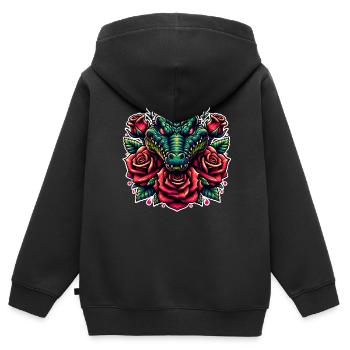 Alligator - Sweat Premium à capuche zippé enfant bio - noir - Dos - AI Model Kid Male (0cm)