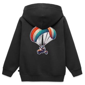 Moteur Paramoteur - Sweat Premium à capuche zippé enfant bio - noir - Dos - AI Model Kid Male (0cm)