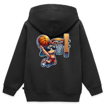 Basket-ball - Sweat Premium à capuche zippé enfant bio - noir - Dos - AI Model Kid Male (0cm)