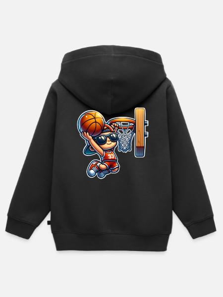 Basket-ball - Sweat Premium à capuche zippé enfant bio - noir