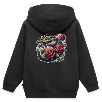 Alligator - Sweat Premium à capuche zippé enfant bio - noir - Dos - AI Model Kid Male (0cm)