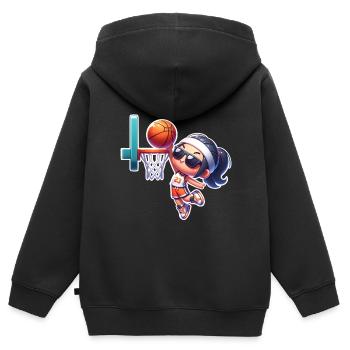 Basketball Basketball Basketball Femme - Sweat Premium à capuche zippé enfant bio - noir - Dos - AI Model Kid Male (0cm)