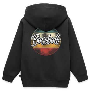 Baseball - Kinder Premium Organic Zip Hoodie - Schwarz - Hinten - AI Model Kid Male (0cm)