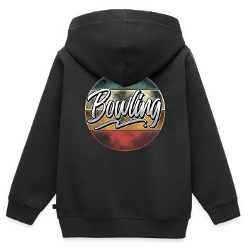 Bowling - Kinder Premium Organic Zip Hoodie - Schwarz - Hinten - AI Model Kid Male (0cm)
