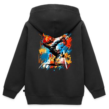 Breakdance - Sweat Premium à capuche zippé enfant bio - noir - Dos - AI Model Kid Male (0cm)