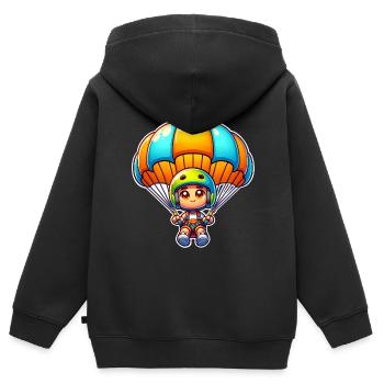 Fallschirm Skydiving - Kinder Premium Organic Zip Hoodie - Schwarz - Hinten - AI Model Kid Male (0cm)