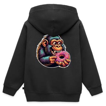 Donut de Néandertal - Sweat Premium à capuche zippé enfant bio - noir - Dos - AI Model Kid Male (0cm)