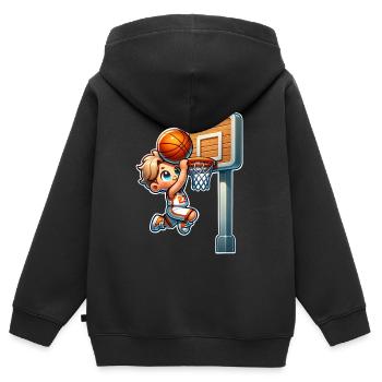 Basketball Dunking - Kids Premium Organic Zip-up Hoodie - black - Back - AI Model Kid Male (0cm)