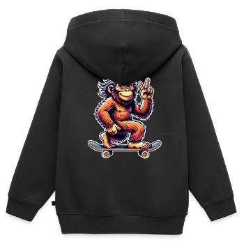 Neanderthal Skateboard Skater - Kids Premium Organic Zip-up Hoodie - black - Back - AI Model Kid Male (0cm)