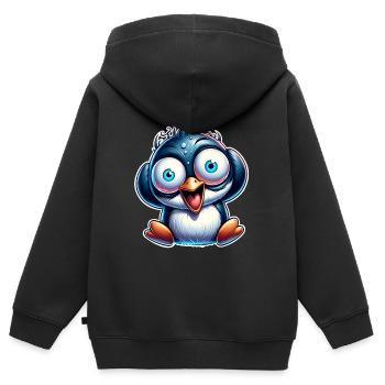 Pinguin Crazy - Kinder Premium Organic Zip Hoodie - Schwarz - Hinten - AI Model Kid Male (0cm)