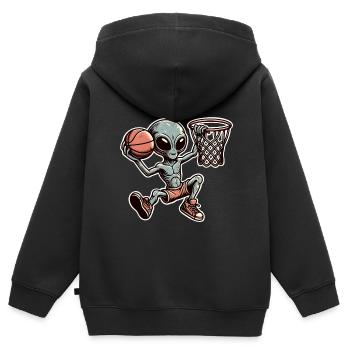 Basketball Dunking Alien - Kids Premium Organic Zip-up Hoodie - black - Back - AI Model Kid Male (0cm)