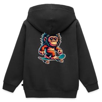 Neanderthal Skateboard Skater - Kids Premium Organic Zip-up Hoodie - black - Back - AI Model Kid Male (0cm)