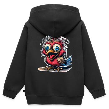 Vogel - Kinder Premium Organic Zip Hoodie - Schwarz - Hinten - AI Model Kid Male (0cm)