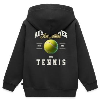 Tennis - Kinder Premium Organic Zip Hoodie - Schwarz - Hinten - AI Model Kid Male (0cm)