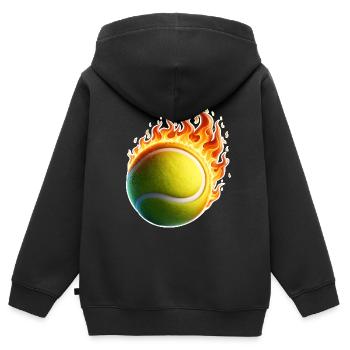Tennis Flammen Tennisball - Kinder Premium Organic Zip Hoodie - Schwarz - Hinten - AI Model Kid Male (0cm)