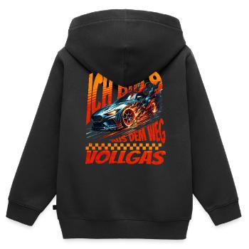 Ich Bin 9 Aus Dem Weg. Kindergeburtstag Rennwagen - Kinder Premium Organic Zip Hoodie - Schwarz - Hinten - AI Model Kid Male (0cm)