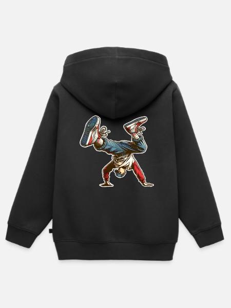 Breakdance - Kinder Premium Organic Zip Hoodie - Schwarz
